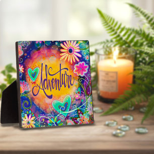 Fun Inspirational Pretty Floral Adventure Plaque