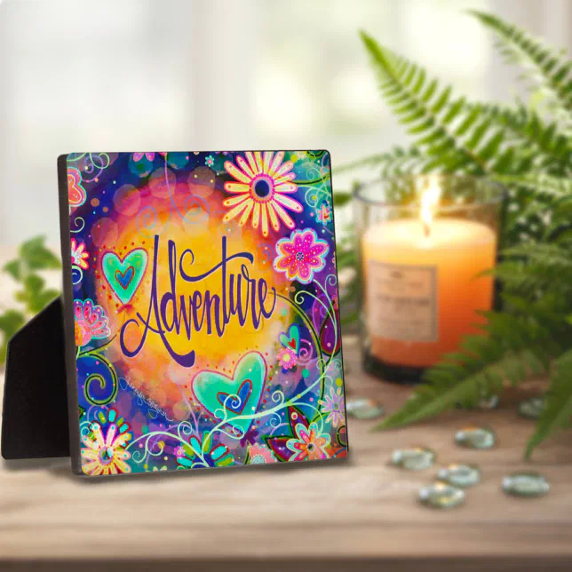 Fun Inspirational Pretty Floral Adventure Plaque | Zazzle