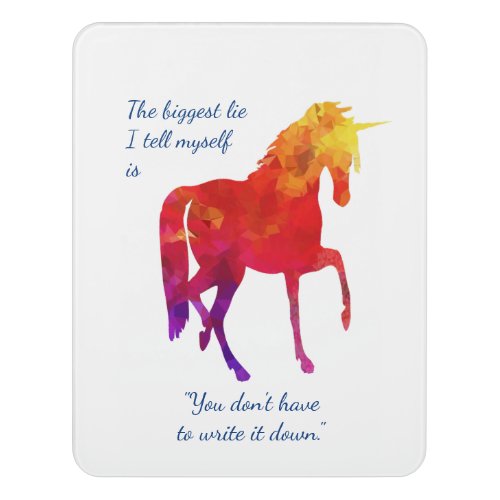Fun Inspirational Quote Rainbow Colored Unicorn Door Sign