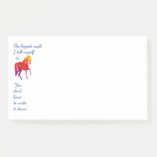 Fun Inspirational Quote Rainbow Colored Unicorn Post-it Notes