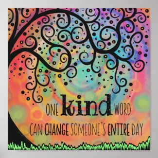 Fun Inspiring One Kind Word Classroom Poster