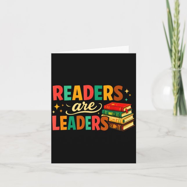Fun inspiring readers are leaders book lovers card (Front)