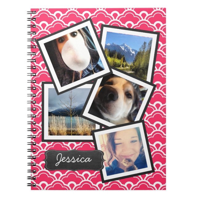 Fun Instagram Photo Collage PINK Notebook (Front)