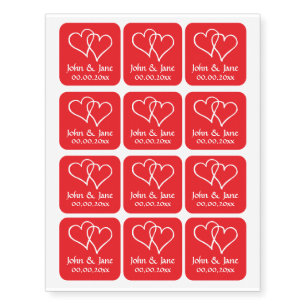 Fun interlocking hearts temporary custom wedding tattoos