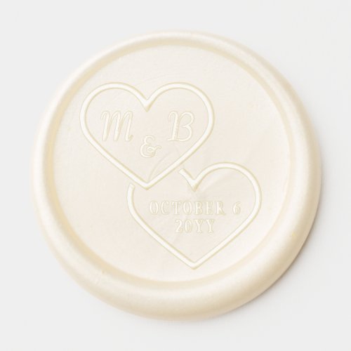 Fun Intertwined Hearts And Classy Style Typography Wax Seal Sticker