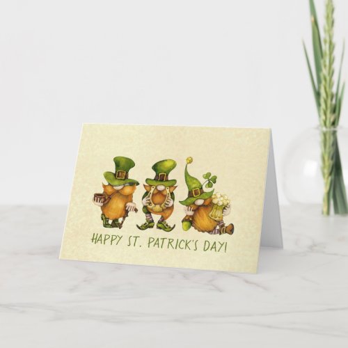 Fun Irish Gnomes Custom Happy St Patricks Day Holiday Card