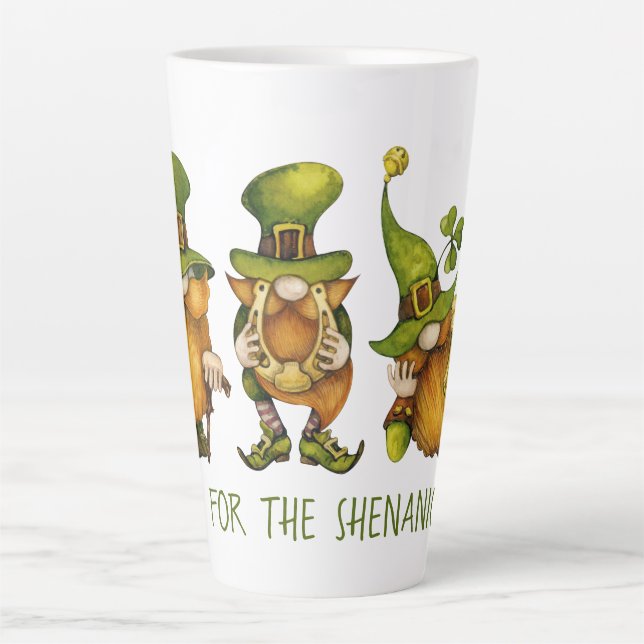 Fun Irish Gnomes Shenanigans St Patrick's Day Latte Mug (Front)