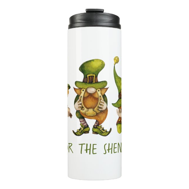 Fun Irish Gnomes Shenanigans St Patrick's Day Thermal Tumbler (Front)