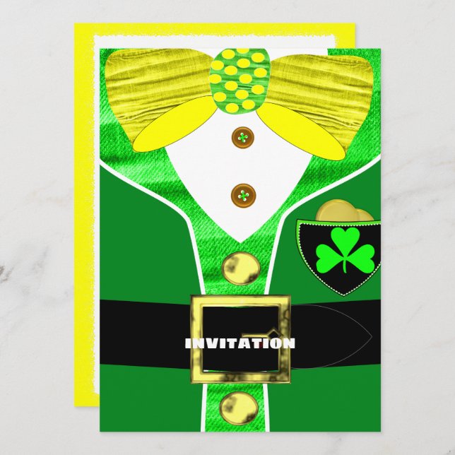 Fun Irish Leprechaun Costume Personalized Invite (Front/Back)