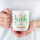 Fun Irish Pride Monogram Coffee Mug<br><div class="desc">Fun mug to show your Irish pride with "Irish" in a stylish green script,  orange and green hearts and flourishes and your monogram name in an orange script.</div>