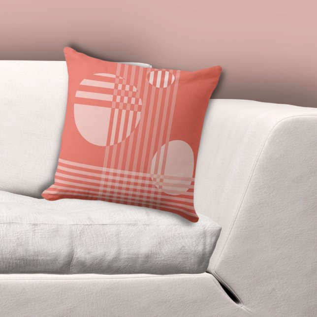 Fun Irregular Stripes & Circles Pink Throw Pillow (Fun Irregular Stripes & Circles Pink Throw Pillow)