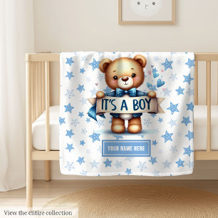 Fun It’s a Boy Teddy Blanket for Baby Shower Gift