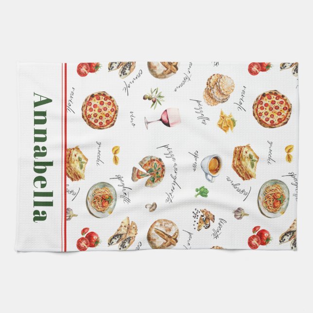 Fun Italian Food Lover Kitchen Towel (Horizontal)