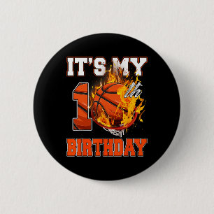 Fun It's My 10th Birthday 10 Years Old Basketball  Button