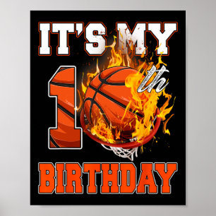 Fun It's My 10th Birthday 10 Years Old Basketball  Poster