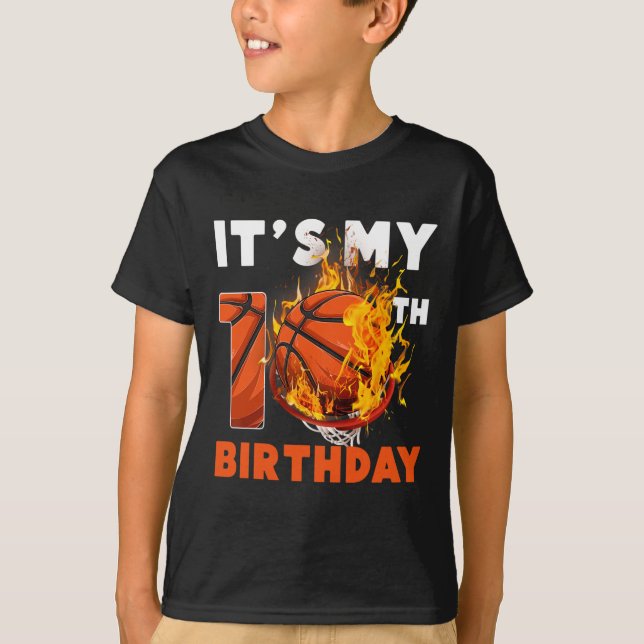 Fun It's My 10th Birthday 10 Years Old Basketball  T-Shirt (Front)