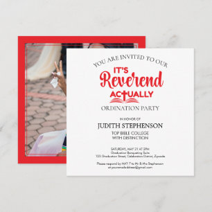 Fun IT'S REVEREND ACTUALLY Ordination Party Invitation