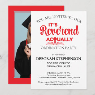 Fun IT'S REVEREND ACTUALLY Ordination Party Invitation