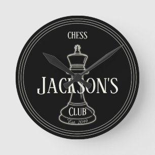 Fun Ivory King Chess Piece with Name Wall Clo Round Clock