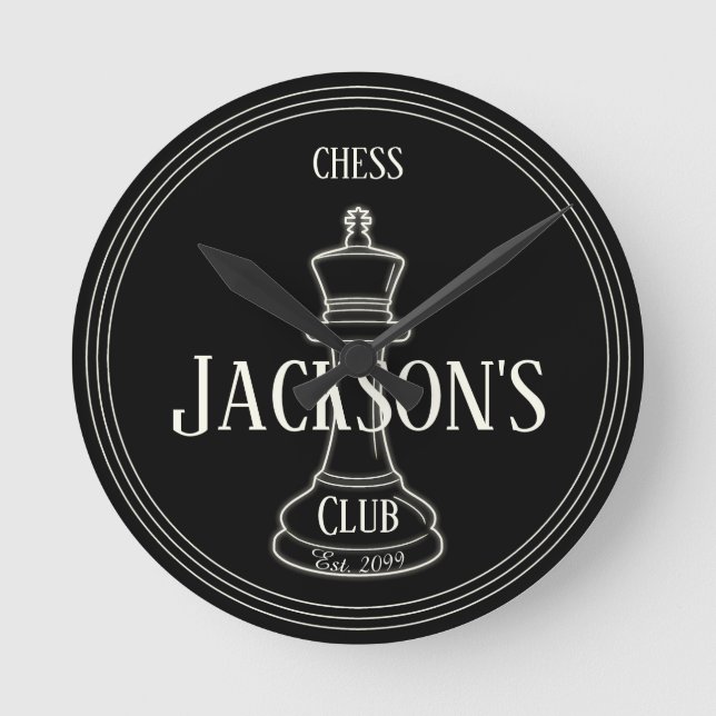 Fun Ivory  King Chess Piece with Name Wall Clo Round Clock (Front)