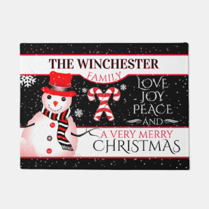 FUN Jack Frost the Snowman BLACK Christmas Doormat