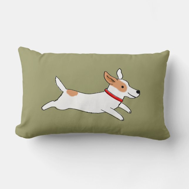 Fun Jack Russell Terrier Cute Dog Running Lumbar Pillow (Front)