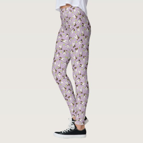 Fun Jack Russell Terriers w tennis balls lilac Leggings