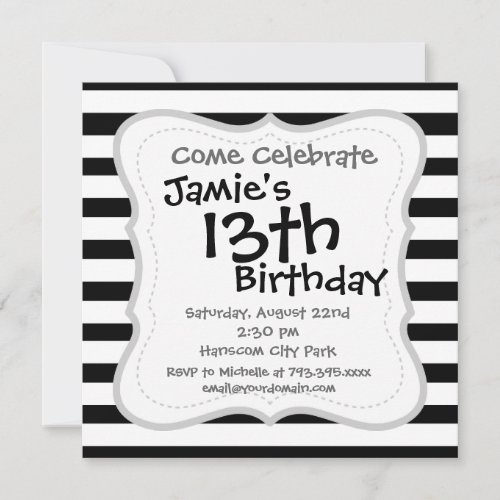 Fun Jailbird Black and White Striped Pattern Announcement