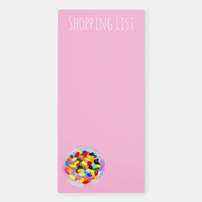 Fun jelly candy beans watercolor magnetic notepad (Front)