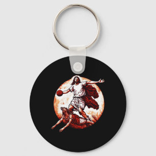 Fun Jesus Crossing Up The Devil Christian Bysketby Keychain