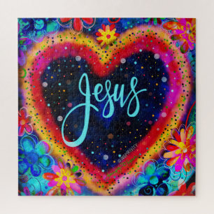 Fun Jesus Heart Floral Inspirivity Jigsaw Puzzle