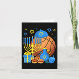 Fun Jewish Basketball Ball Menorah Happy Hanukkah Card