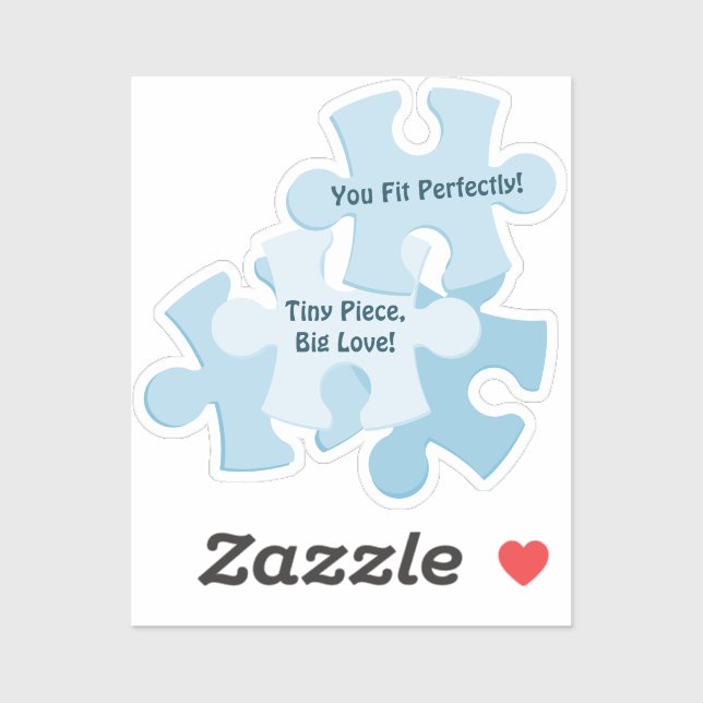 Fun Jigsaw Puzzle Blue Birthday Motto Favor Sticker (Sheet)