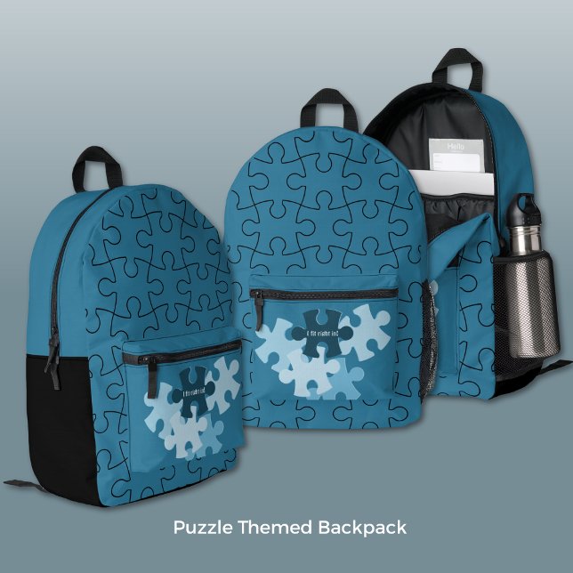 Fun Jigsaw Puzzle Custom Color Pieces & Motto Printed Backpack (Fun Jigsaw Puzzle Custom Color Pieces & Motto Printed Backpack)