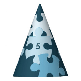 Fun Jigsaw Puzzle Kids' 5th Happy Birthday Blue Party Hat