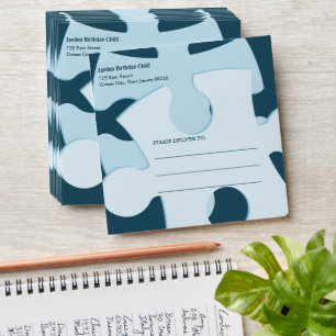 Fun Jigsaw Puzzle Kids Birthday Square Envelope