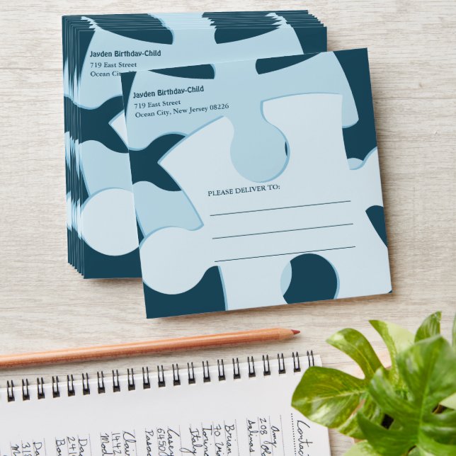 Fun Jigsaw Puzzle Kids Birthday Square  Envelope (Stacked)