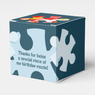 Fun Jigsaw Puzzle Kids Birthday Thank You Cube Favor Boxes
