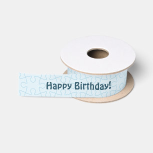 Fun Jigsaw Puzzle Kids Happy Birthday Blue Satin Ribbon