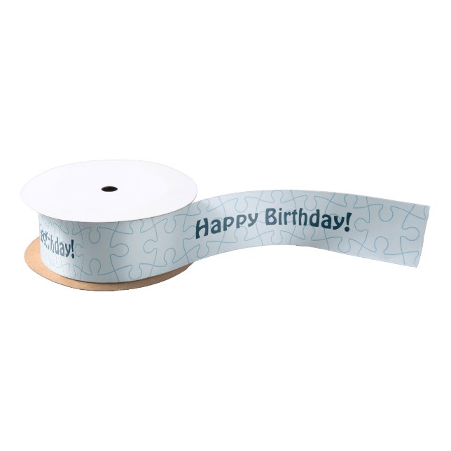 Fun Jigsaw Puzzle Kids Happy Birthday Blue Satin Ribbon (Spool)
