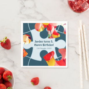 Fun Jigsaw Puzzle Kids Happy Birthday Name  Napkins