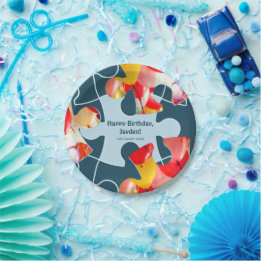 Fun Jigsaw Puzzle Kids Happy Birthday Name Paper Plates