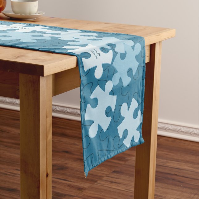 Fun Jigsaw Puzzle Pattern Custom Motivational Text Medium Table Runner (In Situ)