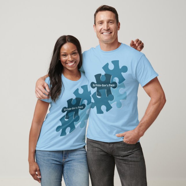 Fun Jigsaw Puzzle Pieces Birthday Boy's Piece Blue T-Shirt (Unisex)
