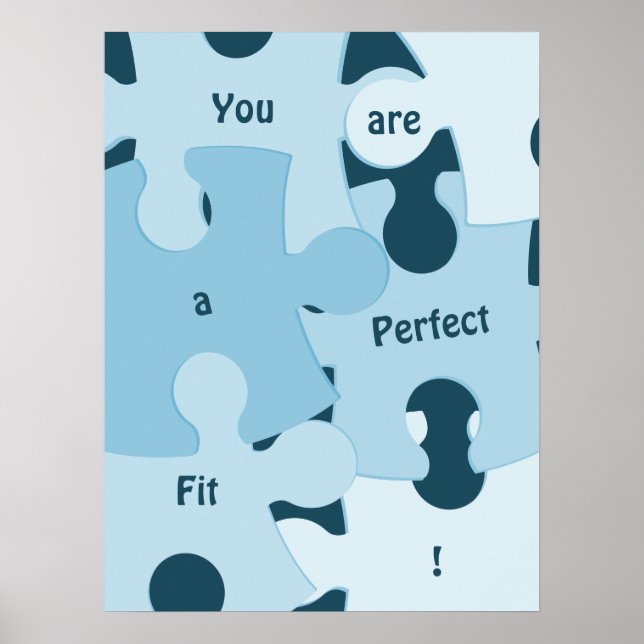 Fun Jigsaw Puzzle Pieces Custom Motivational Text Poster (Front)