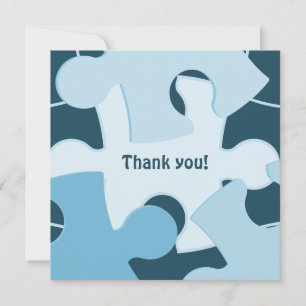 Fun Jigsaw Puzzle Pieces in Blue Thank You Card