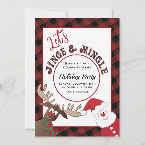 Fun Jingle  mingle Santa reindeer  holiday party  Invitation