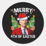 Fun Joe Biden Christmas Santa Hat Merry 4th Of Eas Classic Round Sticker
