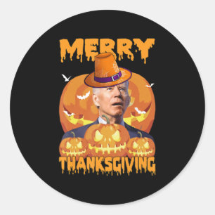 Fun Joe Biden Confused Merry Thanksgiving For Hall Classic Round Sticker