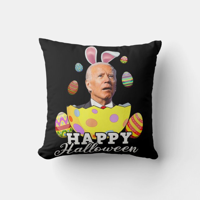 Fun Joe Biden Happy Halloween Confused Easter Bide Throw Pillow (Front)